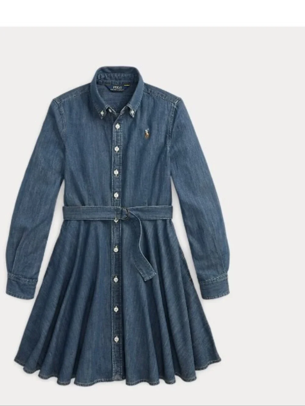 Ralph Lauren Girls' Dark Blue Denim Shirt Dress